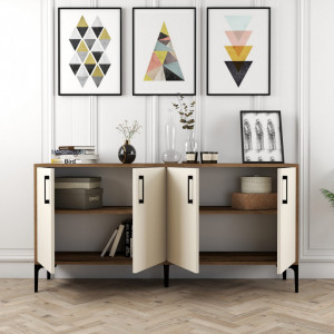 Comoda Model Kiev, Nuc/Crem, 160x35x78 cm - Img 4