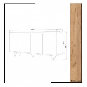 Comoda Model Nossa, Stejar/Alb, 140x40x86 cm - Img 4