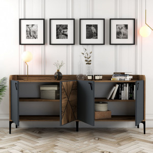 Comoda Model Venedik, Nuc/Antracit, 180x35x78 cm - Img 3
