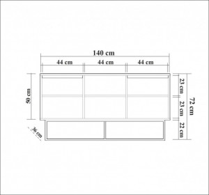 Comoda Model Zela, Nuc/Negru, 140x36x72 cm - Img 7