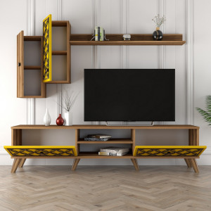 Comoda TV Class S - Walnut, Yellow - Img 3