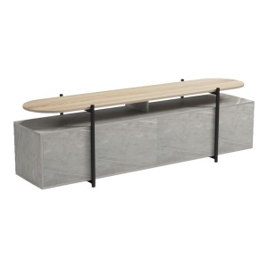 Comoda TV Medousa, Sonoma/Gri-bej cu aspect de marmura, 160 x 35,5 x 50 cm - Img 5