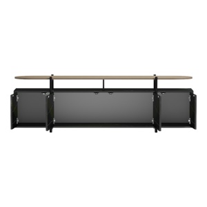 Comoda TV Medousa, Sonoma/Negru cu aspect de marmura, 160 x 35,5 x 50 cm - Img 2