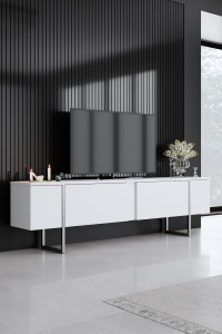 Comoda TV Model Luxe, Alb/Argintiu - Img 1