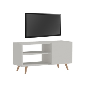 Comodă TV Model Orianne, Alb/Natur, 90x32x46 cm