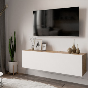 Comoda TV Pako World, Model Serit, xx cm, Alb/Stejar - Img 2