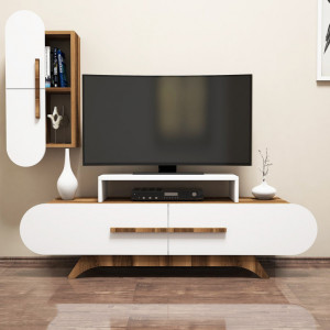 Comoda TV Rose S - Walnut, Alb - Img 2