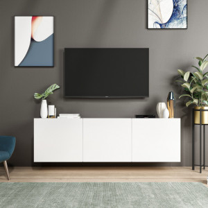 Comoda TV Salvador, Model Alb, 150x44x31 cm, Alb - Img 2