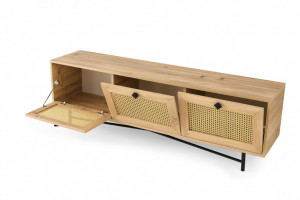 Comoda TV Salvador, Model Alcazar, 180x60x40 cm, Stejar/Negru - Img 4