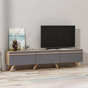 Comoda TV Salvador, Model Amsterdam, 180x42x35 cm, Antracit - Img 2