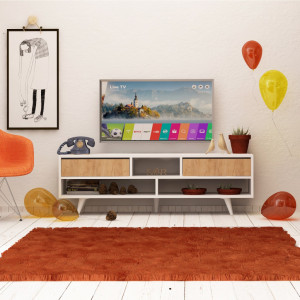 Comoda TV Salvador, Model Angola, 140x40x35 cm, Alb/Nuc - Img 1