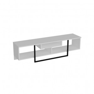 Comoda TV Salvador, Model Asal, 149.4x40.2x35.2 cm, Alb/Negru - Img 3