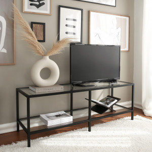 Comoda TV Salvador, Model Basic, 130x45x40 cm, Negru - Img 1