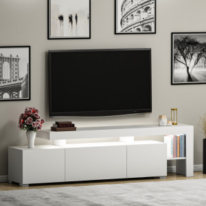 Comoda TV Salvador, Model Beliz, 192x53x37 cm, Alb - Img 5
