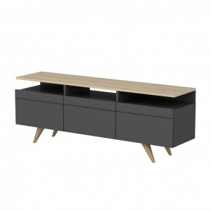 Comoda TV Salvador, Model Berlin, 150x52x35 cm, Antracit - Img 5