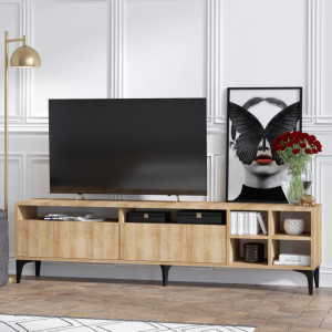 Comoda TV Salvador, Model Eva, 180x52x35 cm, Stejar - Img 2