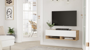 Comoda TV Salvador, Model FR13, 100x29.1x31.6 cm, Pin Atlantic/Alb - Img 3