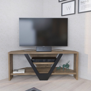 Comoda TV Salvador, Model Karin, 90x36.8x35 cm, Nuc/Negru - Img 1
