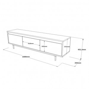 Comoda TV Salvador, Model LV1, 160x45.2x35.5 cm, Gri - Img 7
