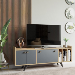 Comoda TV Salvador, Model Maribor, 150x40x62 cm, Nug/Antracit - Img 1