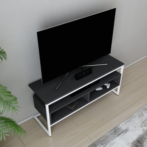 Comoda TV Salvador, Model Merrion, 110x49.9x35 cm, Alb/Antracit - Img 2