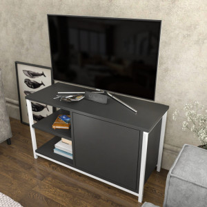 Comoda TV Salvador, Model Muskegon, 89.6x50.8x35.3 cm, Alb/Antracit - Img 3