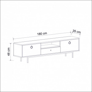 Comoda TV Salvador, Model Naturel, 180x48x35 cm, Antracit - Img 8