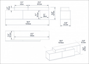 Comoda TV Salvador, Model Nexera, 149.8x42.9x35.3 cm, Nuc/Negru - Img 5