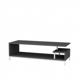 Comoda TV Salvador, Model Reilly, 120x37.6x44.6 cm, Alb/Antracit - Img 4