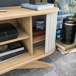 Comoda TV Salvador, Model Stor, 180x60x43 cm, Stejar safir/Alb - Img 9