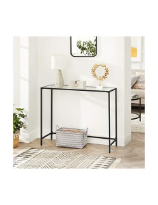 Consola Model Kai, Negru, 100x35x80 cm, blat sticla securizata - Img 3