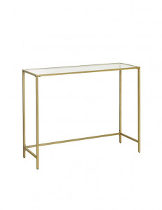 Consola Model Reese, Auriu, 100x35x80 cm, blat sticla securizata - Img 1