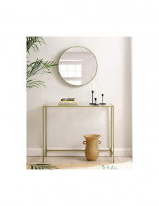 Consola Model Reese, Auriu, 100x35x80 cm, blat sticla securizata - Img 2