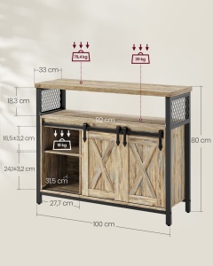 Consola Vasagle Turcoaz 100x33x80 cm - Img 7