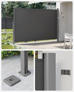 Copertina solara laterala, Songmics, Gri, 200x400 cm - Img 6