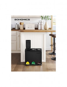 Cos de reciclare, Songmics, 3 x 8L, LTB24BK, Negru - Img 2