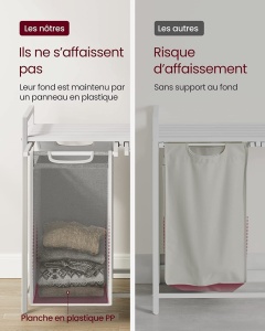Cos de rufe, Vasagle, Alb, 73x33x71 cm - Img 5