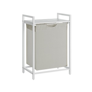 Coș de rufe VASAGLE, cu capac și sac textil detașabil, Alb, 50 × 33 × 60 cm - Img 2
