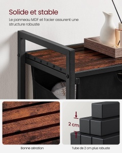 Cos de rufe, Vasagle, Maro-Negru, 50x33x76 cm - Img 4