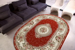 Covor Clasic, Lotos 571, Grena, 60x110 cm, Oval 1800 gr/mp - Img 2