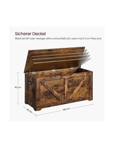 Cufar de depozitare, Vasagle, 100 x 40 x 46 cm, LSB060T01, Maro Rustic - Img 3