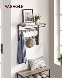 Cuier cu raft Model Thornton, Negru/Ivoire, 65x30x42 cm - Img 7