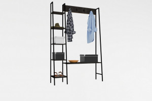 Cuier cu rafturi Model Marken, Antracit, 120x30x180 cm - Img 3