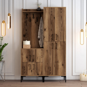 Cuier hol cu dulap Model Berlin, Nuc, 120x35x200 cm - Img 1