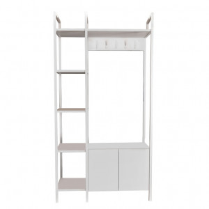 Cuier hol cu dulap Model Doga, Alb, 90x35x175 cm - Img 3