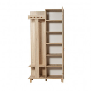 Cuier hol cu dulap Model Garmanto, Stejar sonoma/Multicolor, 90x36x194 cm - Img 7