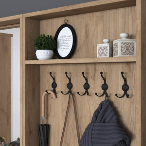 Cuier hol cu dulap Model Hood, Alb/Nuc, 179.4x35.5x182.8x cm - Img 8