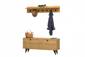 Cuier hol cu dulap Model Rupa, Stejar, 113x35x48.5 cm - Img 3