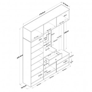 Cuier hol cu dulap Model Shaffer, Alb/Nuc, 179.6x37.5x226.4 cm - Img 5