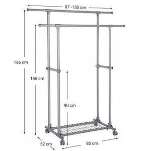 Cuier Model Beasley, Gri, 87-150x52x166 cm - Img 4